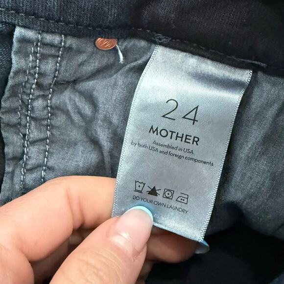 Mother Pixie Ankle Fray Holding Hands Dark Wash Button Fly Skinny Jeans size 24 - Picture 9 of 14